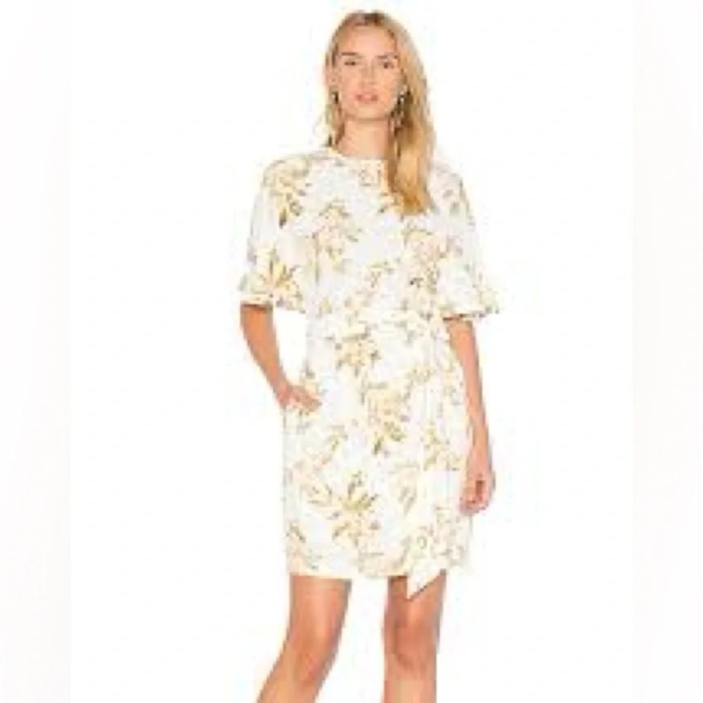 Ganni St. Pierre Crepe Floral Dress in Vanilla Ice Size 36 Small - Picture 3 of 10